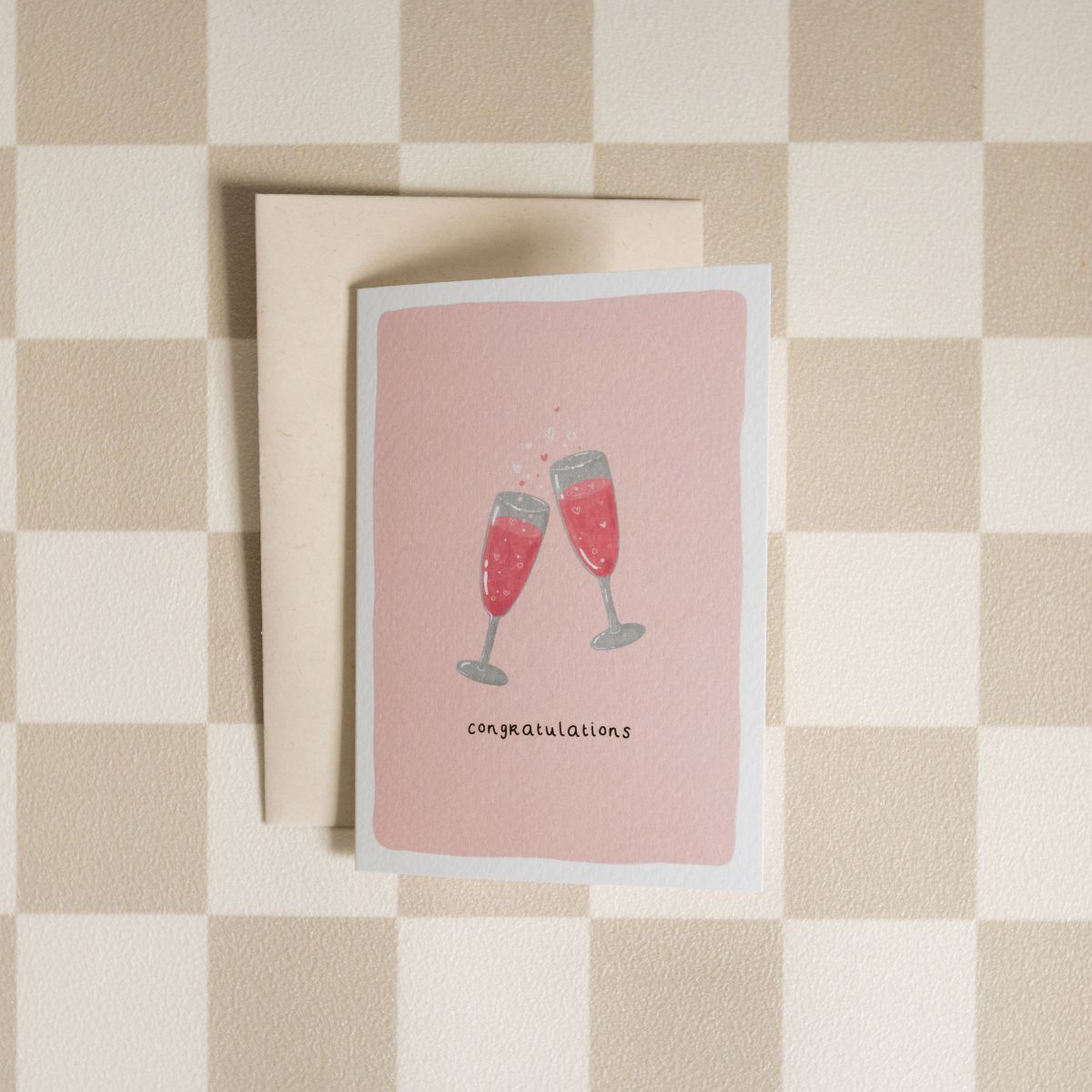 Wenskaart - Roze champagne 'Congratulations'