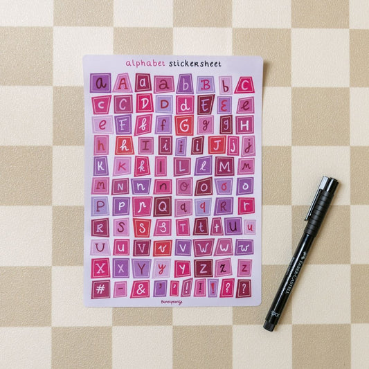 Stickervel - Alphabet Stickersheet Roze