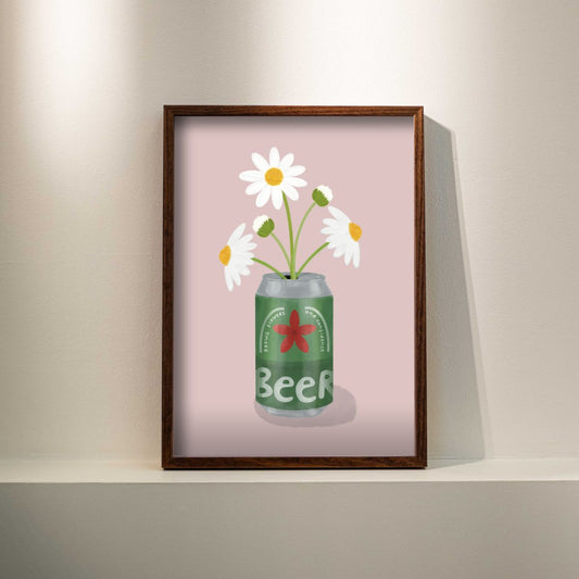 Poster - Bier met bloemen