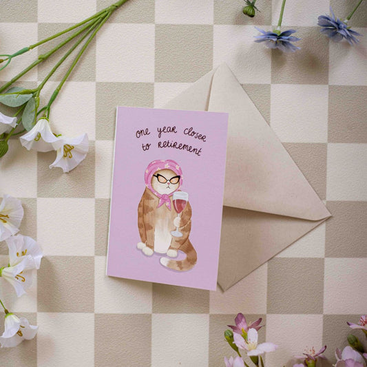 Wenskaart - Fijne verjaardag 'One year closer to retirement'