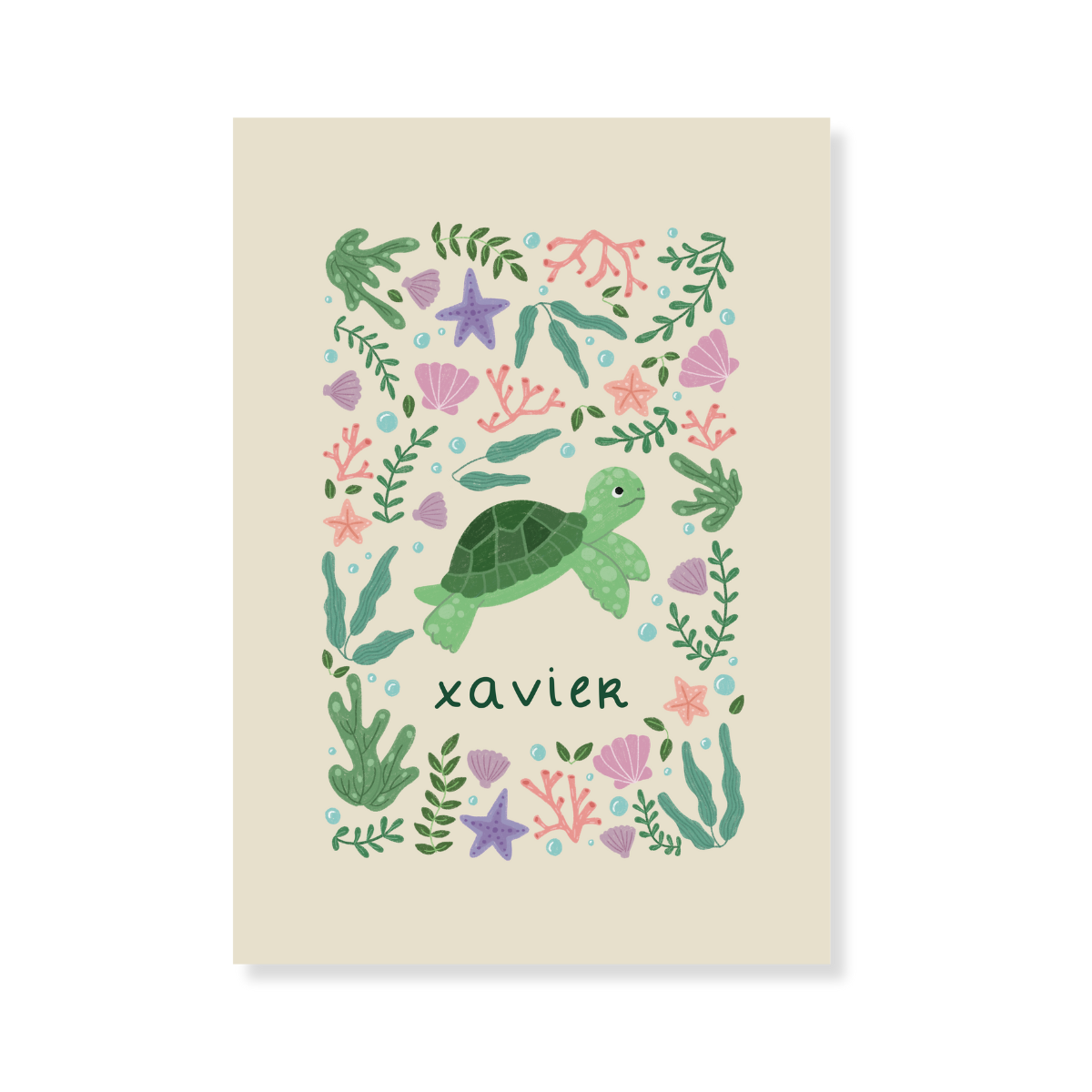 Persoonlijke Poster met naam - Schildpad in de zee