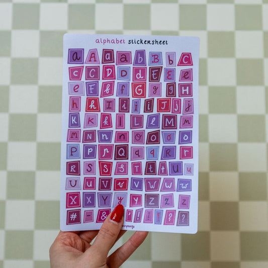 Stickervel - Alphabet Stickersheet Roze