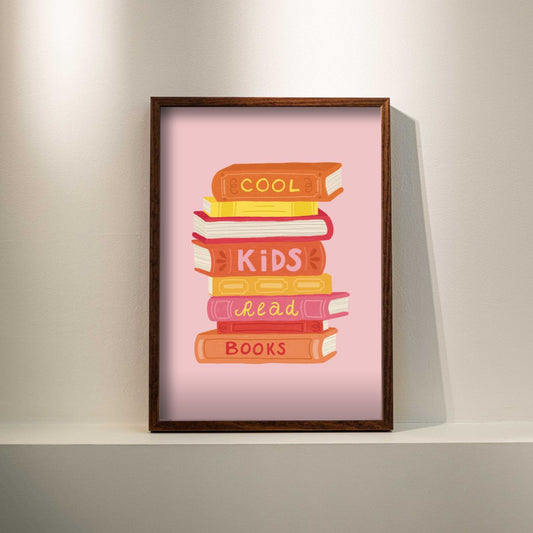 Poster - Stapel boeken 'Cool kids read books'