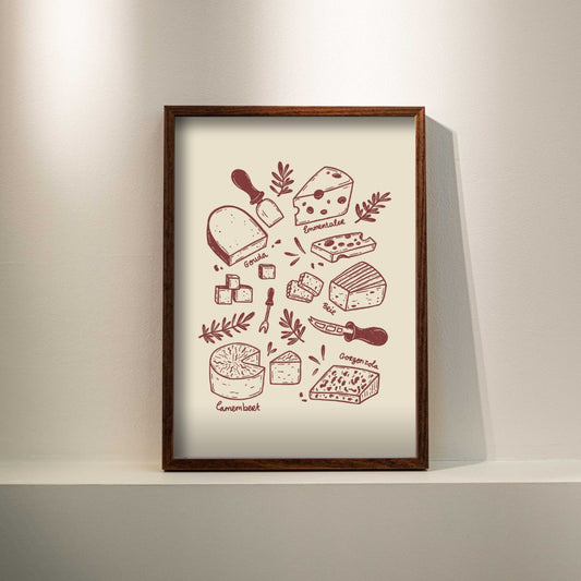 Poster - Kaas soorten - Donkerrood