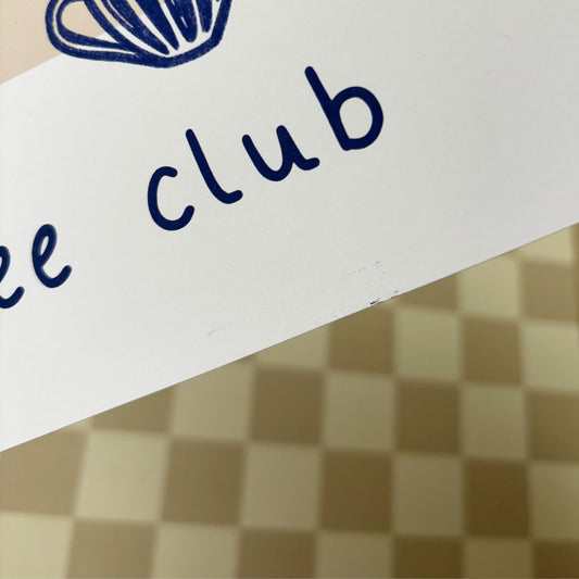 Poster - Coffee club blauw (met print-imperfectie)