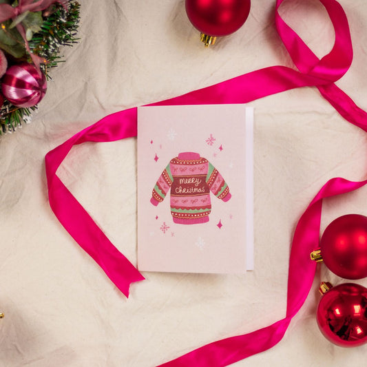 Kerstkaart - Foute kersttrui 'Merry Christmas'