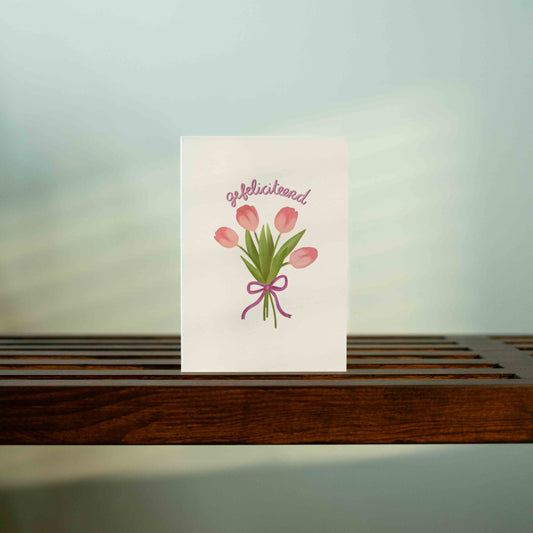 Wenskaart - Fijne verjaardag 'Gefeliciteerd' bos tulpen
