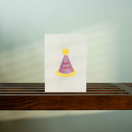 Wenskaart - Fijne verjaardag 'Happy Birthday' feesthoedje