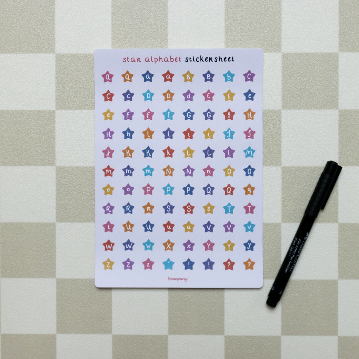 Stickervel - Star Alphabet Stickersheet