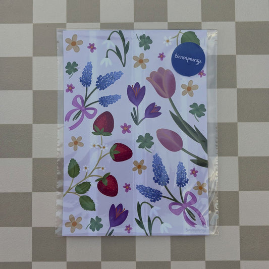 Poster - Vrolijke lente print - Oude versie 21x30 cm
