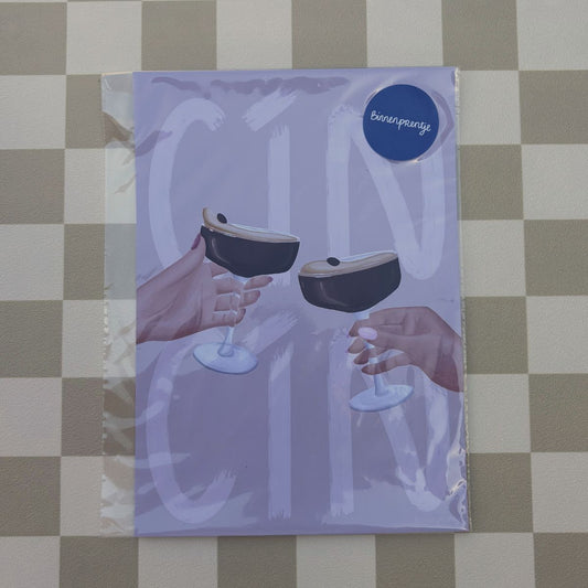 Poster - Proostende Espresso Martini's - Oude versie 21x30 cm