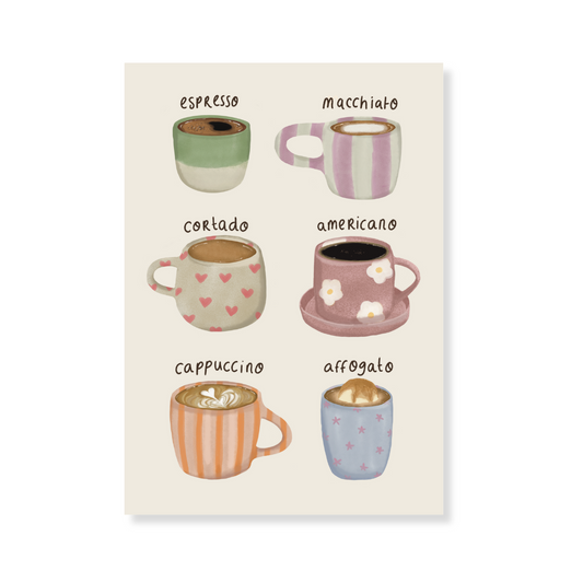 Poster - Italiaanse koffie soorten