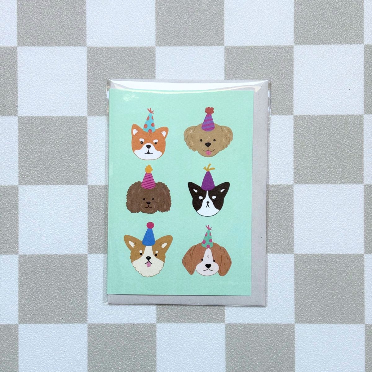 Wenskaart - Verjaardagskaart feestelijke hondjes
