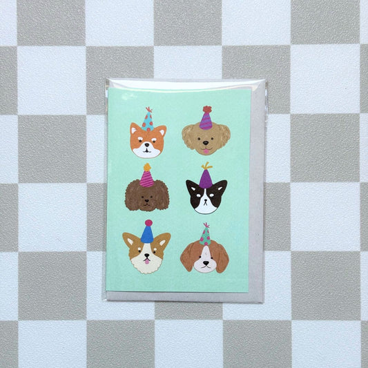 Wenskaart - Verjaardagskaart feestelijke hondjes