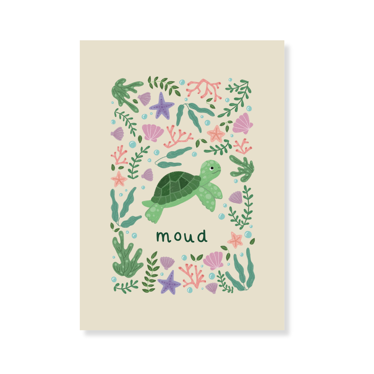 Persoonlijke Poster met naam - Schildpad in de zee