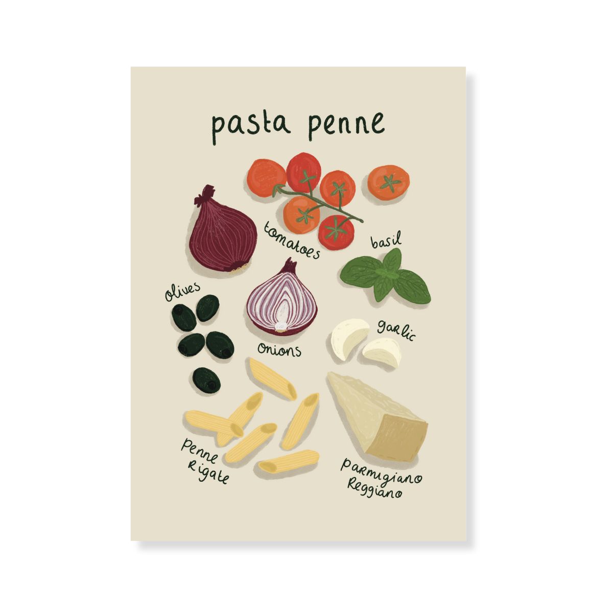 Poster - Pasta Penne ingrediënten