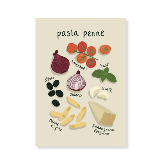 Poster - Pasta Penne ingrediënten