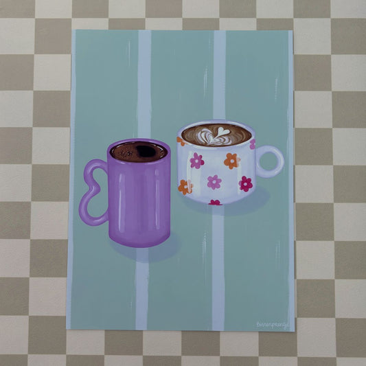 Poster - Vrolijke koffietjes - Oude versie 30x40 cm