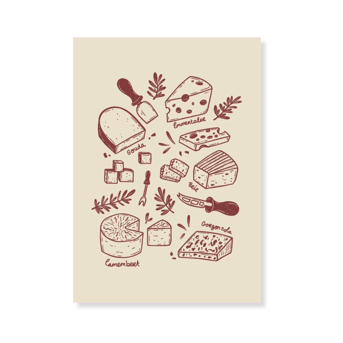 Poster - Kaas soorten - Donkerrood