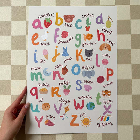 Poster - Educatieve poster: Alfabet (met print-imperfectie)