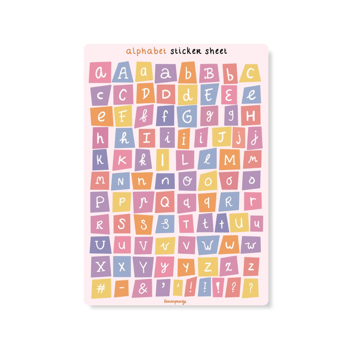 Stickervel - Pastel alfabet