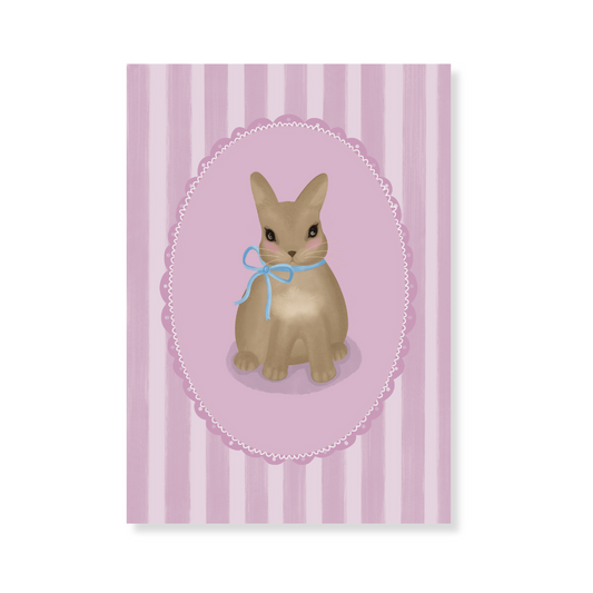 Poster - Vintage-stijl konijntje roze