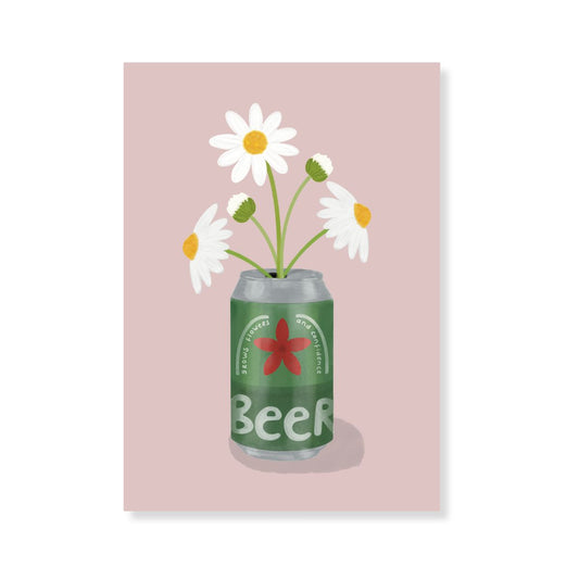 Poster - Bier met bloemen