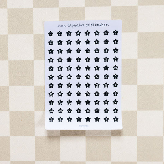Stickervel - Star Alphabet zwart