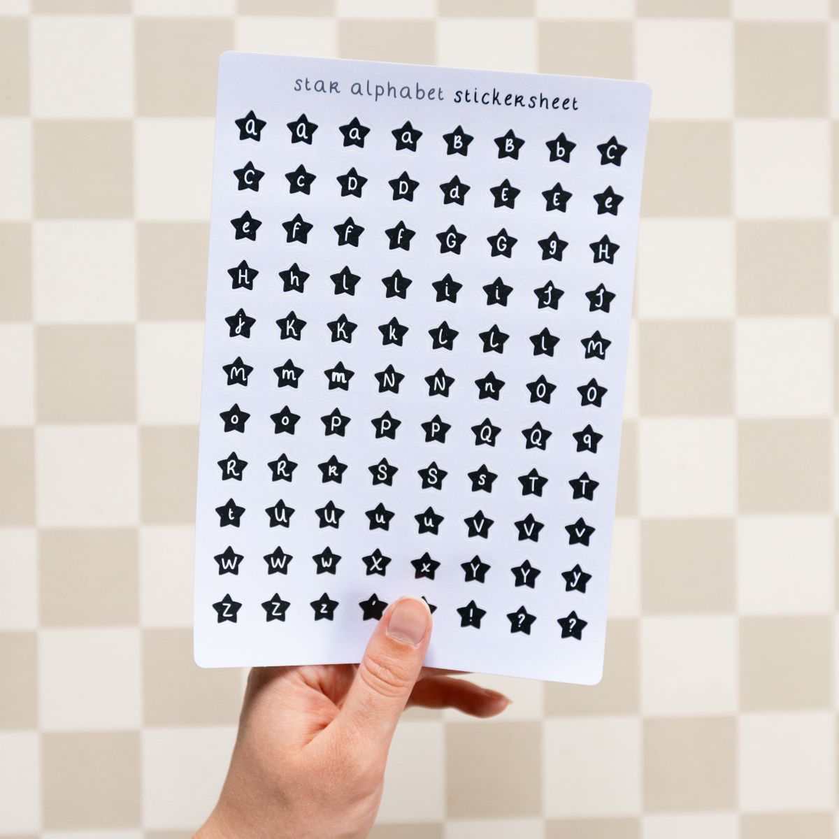 Stickervel - Star Alphabet zwart