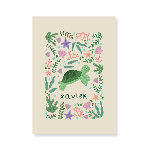 Persoonlijke Poster met naam - Schildpad in de zee