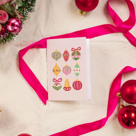Kerstkaart - Vrolijke kerstballen