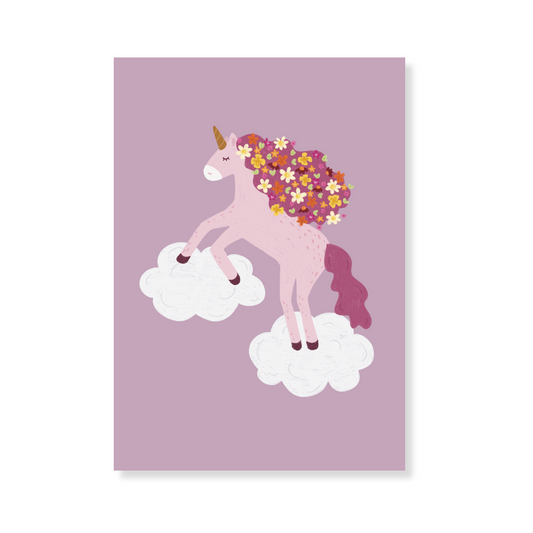 Poster - Eenhorn (unicorn) op wolkjes