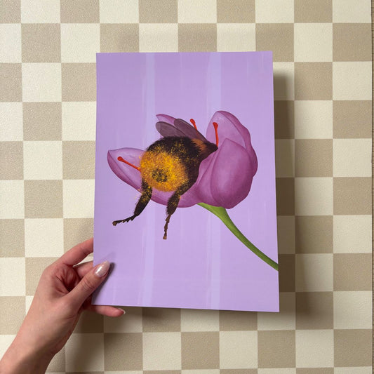 Poster - Slapende Hommel in Bloem (oude versie)