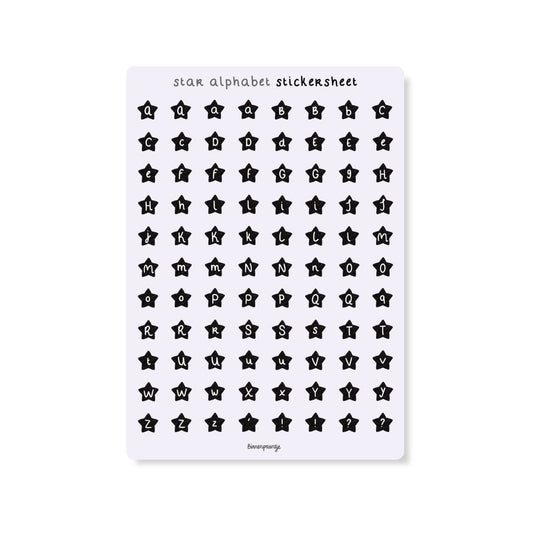 Stickervel - Star Alphabet zwart