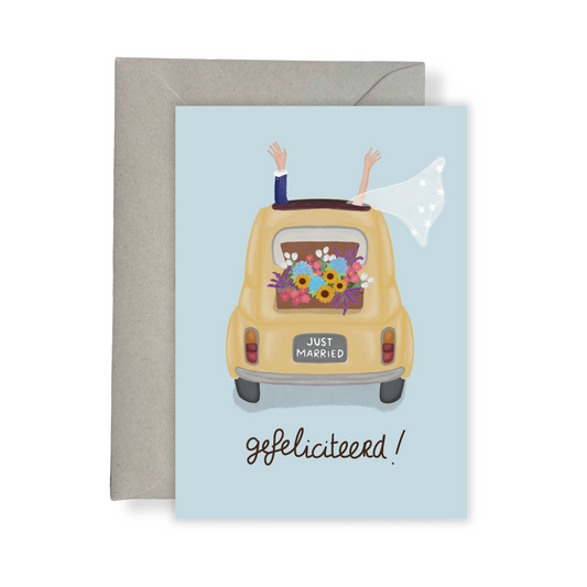 Wenskaart - Huwelijkskaart Fiat 500