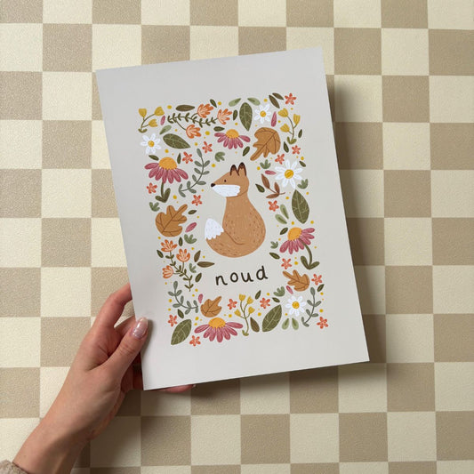 Persoonlijke Poster met naam 'Noud' - Vos in het bos