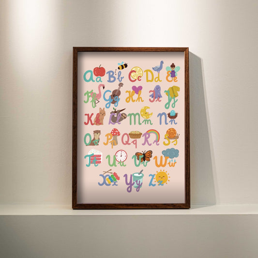 Poster - Educatieve poster: Schrijfletters alfabet