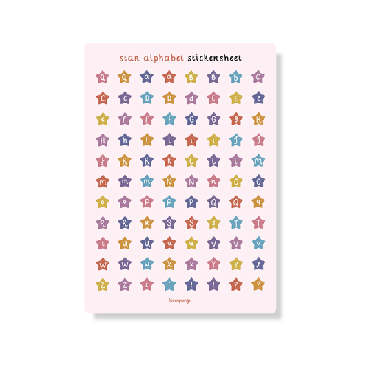 Stickervel - Star Alphabet Stickersheet