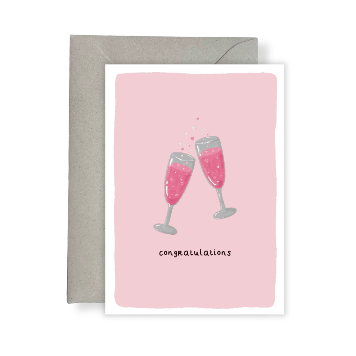 Wenskaart - Roze champagne 'Congratulations'
