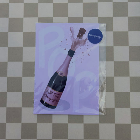 Poster - Pop the Champagne - Oude versie 21x30 cm