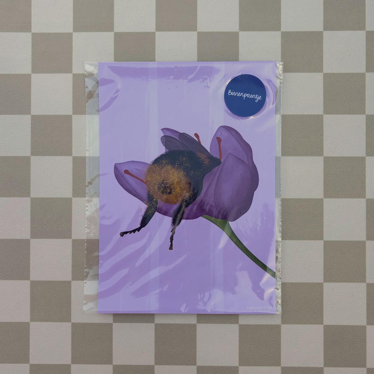 Poster - Slapende Hommel in Bloem - Oude versie 21x30 cm