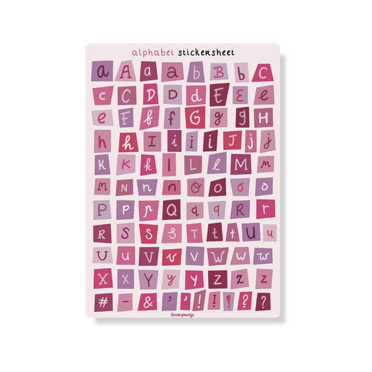 Stickervel - Alphabet Stickersheet Roze